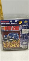 NEW OLD STOCK 28X40 2 SIDED BANNER-HOT ROD-