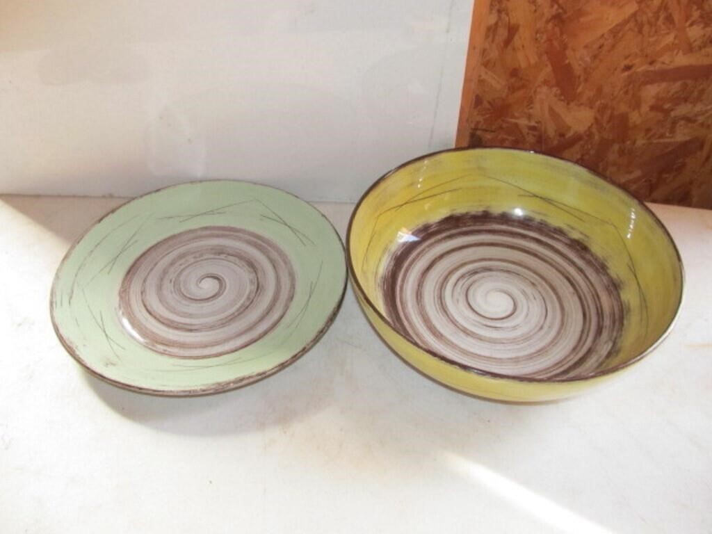 "Nena" Hand Crafted Art Pottery Charger & Bowl