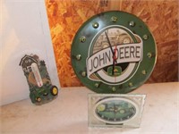 John Deere Wall Clock, Desk Clock, Thermometer