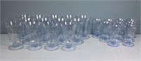 22pc. Cambridge "Decagon" Light Blue Drink Glasses