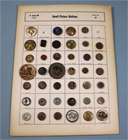 Card of 40 Victorian Picture Buttons