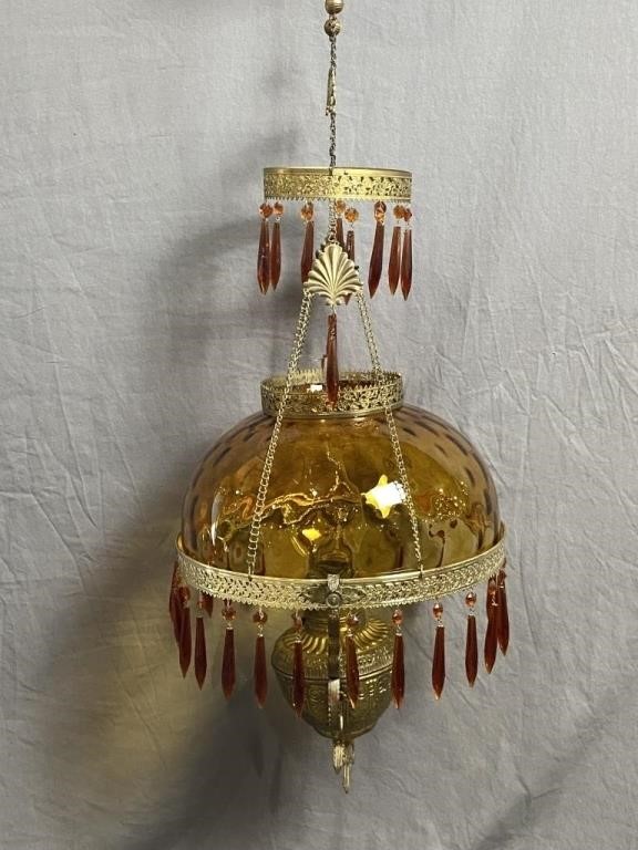 Amber Glass Hanging Oil Light
