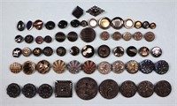 (60) Victorian Jet Black & Czech Glass Buttons