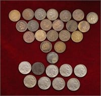 30pcs Coin Lot, Indian Head Cents & Nickels