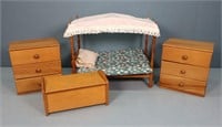 4pc. Strombecker Maple Doll Bedroom Furniture