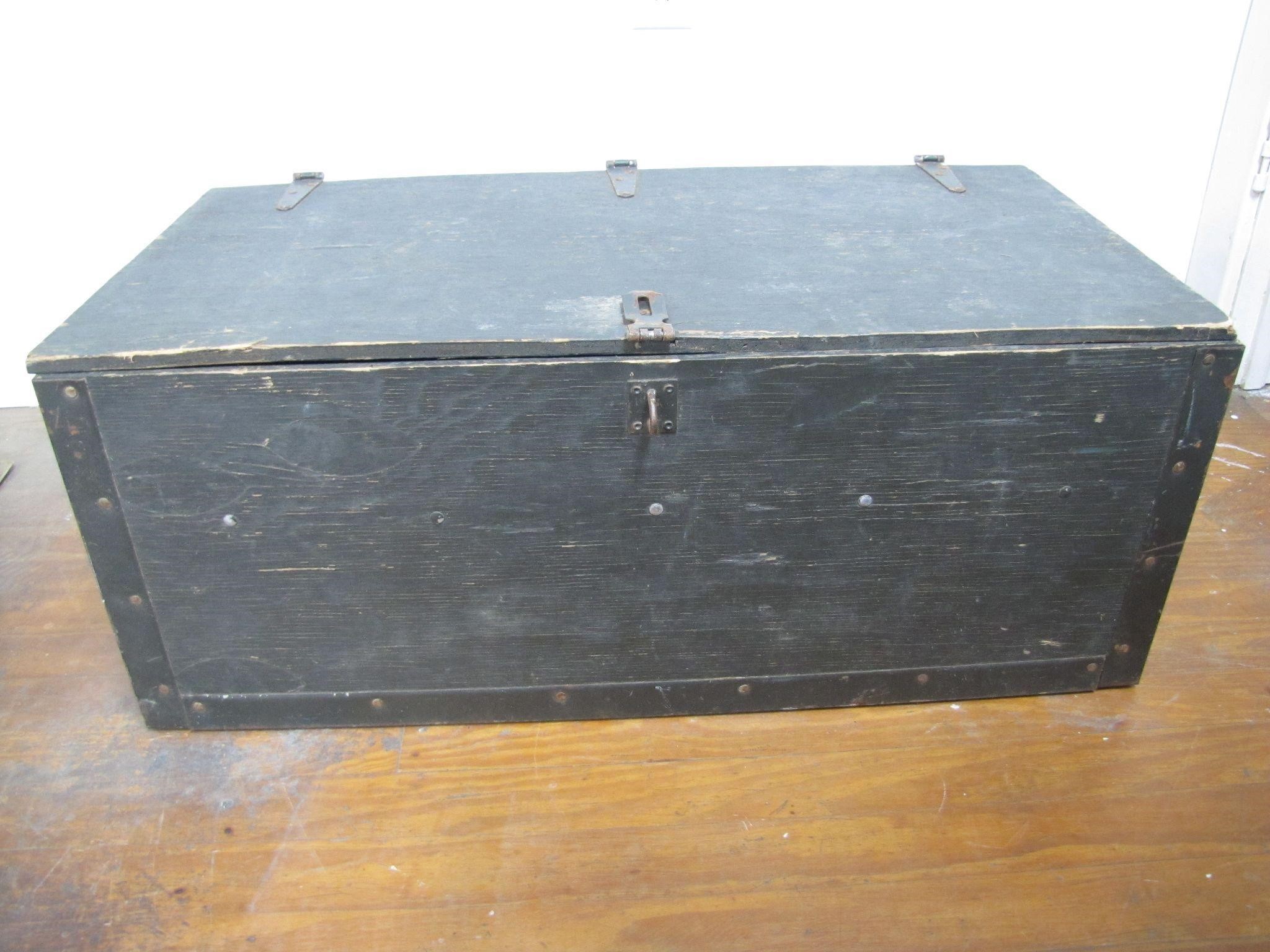 Antique/Vintage Military Foot Locker Wooden Box