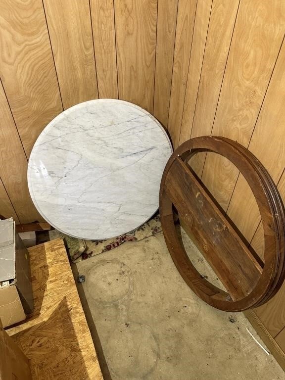 32in Marble & Wood Lamp Table Top