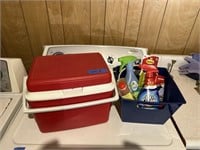 Small Cooler & Cleaning Supplies