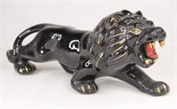 Gold-Trimmed Black Lion Figure