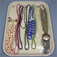 (10) Glass & Stone Beaded Necklaces
