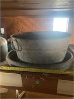 vintage buckets and roofing tool