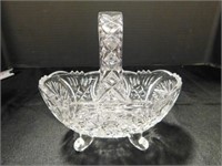 Crystal Clear vintage footed bowl with handle