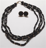 BLACK & GOLD TONE NECKLACE & EARRINGS