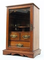 Pipe Smoker's Cabinet w/ Beveled Glass C. 1900