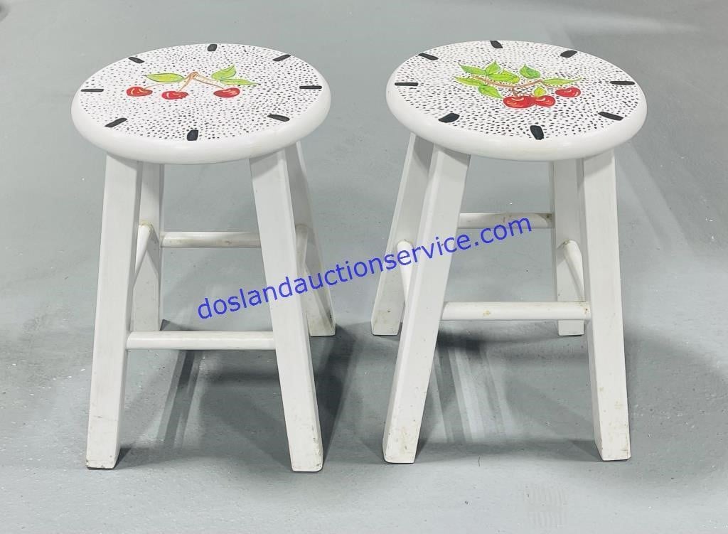 Pair of Matching Painted Stools (18”)