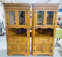 Pair of Matching Wooden Corner Hutches (78 x 34 x