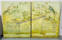 Pair of Matching Canvas Bird Prints (32 x 24)