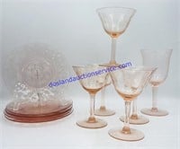 Lot of Pink Depression Glass Dishes 
Multiple