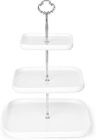 Ceramic 3-Tier Cake Stand  Trays (Silver)