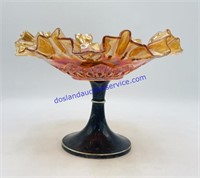 Orange Carnival Glass Scalloped Dish