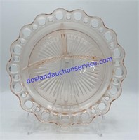 Pink Depression Glass Divided Platter
