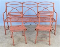 Pair of French Garden Chairs & Bench