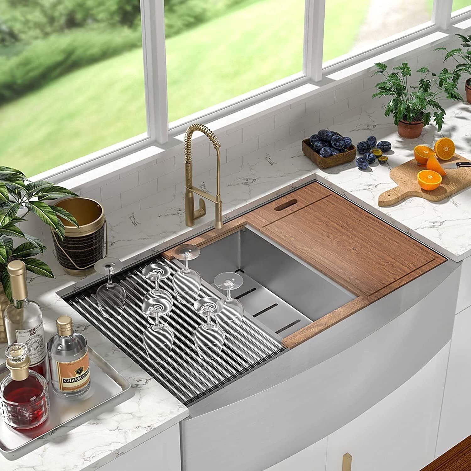 33" Stainless Steel Farmhouse Sink, Rust Resistant
