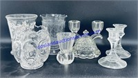 Clear Glass Vases & Candlesticks