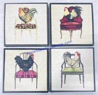 Set of (4) Rooster Canvas Prints