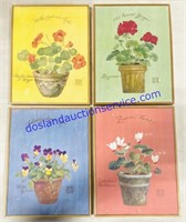 Lot of (4) Matching Flower Pictures