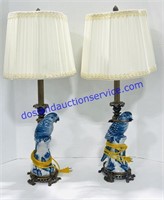 Pair of Matching Oriental Accent Bird Lamps -