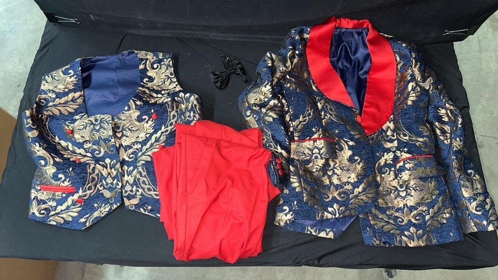 Two Child’s Suit Outfit Sets - Jacket, Vest, Red