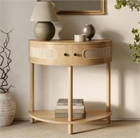 Rattan Half Moon Entry Table - Small Console