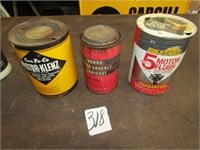3 OIL CANS -CEN-PE-CO, GOLD EAGLE, WARDS