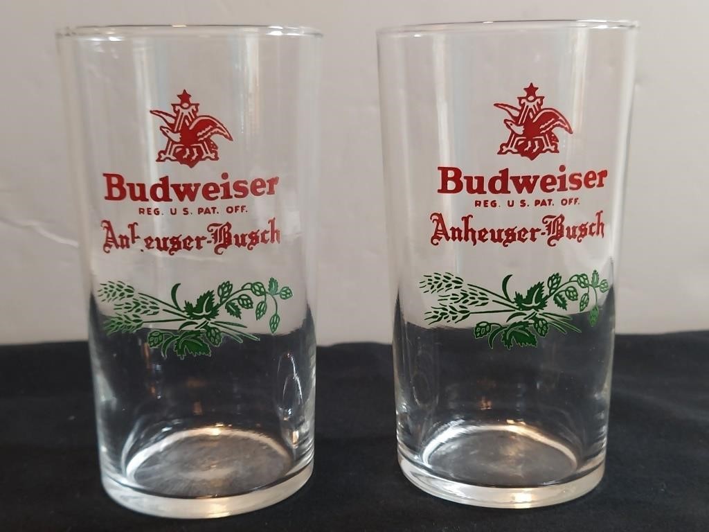 2pc Vintage Half-pint Budweiser Beer Glasses