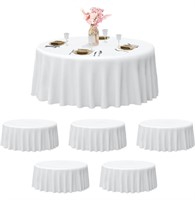 EMART White Round Tablecloth (6 Pack) 132inch
