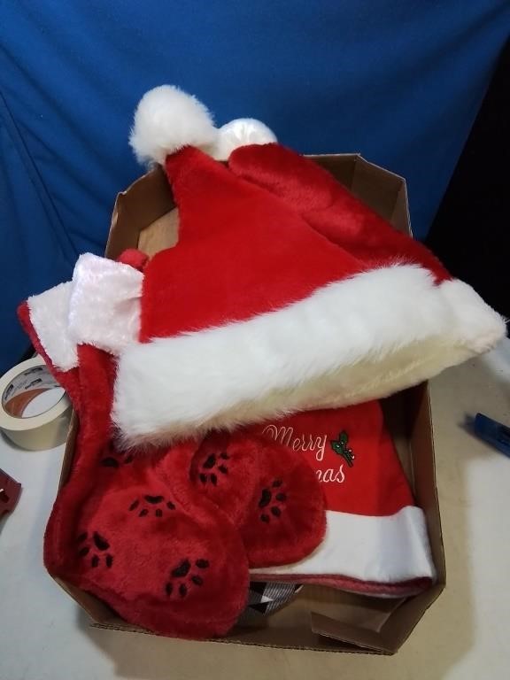 Flat of Christmas stockings and hats