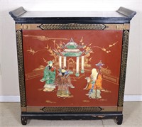 Chinoiserie Decorated Hidden Bar Cabinet