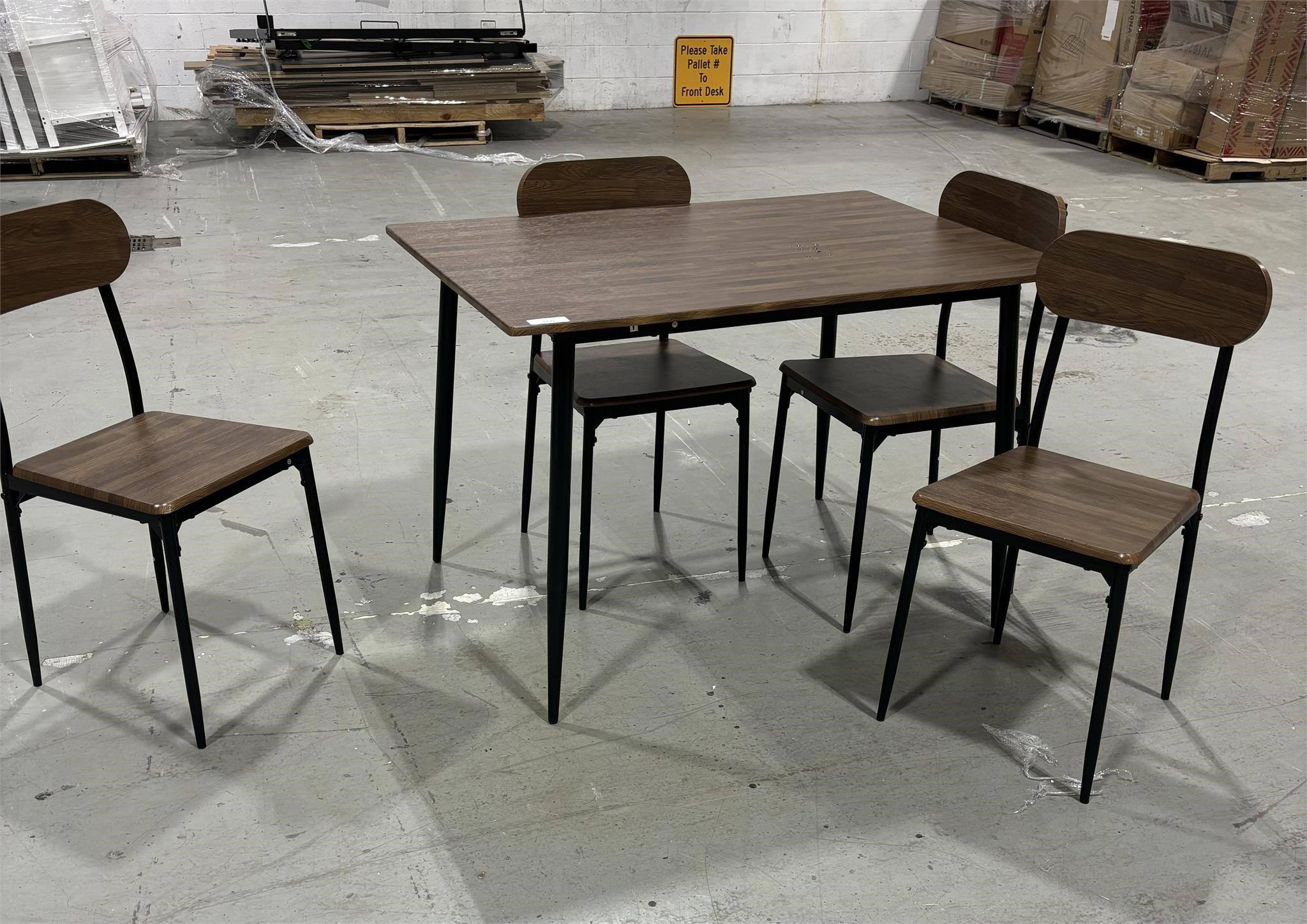 four chair with table wood dining set