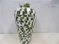 GREEN & WHITE GLASS VASE