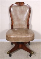 Leather Upholstered Mahogany Office Chair
