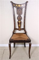19th C. Stenciled Rush Seat Chair