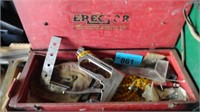 Erector Set Box w/ Misc Tools / Leather Mittens /