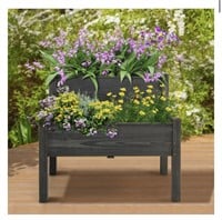 two tier wooden raised garden bed with legs