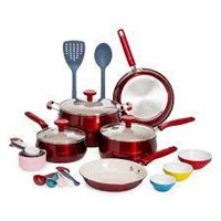 tasty 23 piece cookware set color red