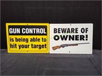 (2) 12x8.5 Plastic Gun Control Signs