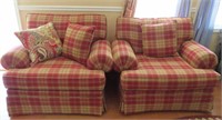Pair of Emerald Craft Plaid Oversized Chairs