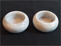 2pc Marble Votive Holders Taiwan.  One Has A