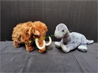 7" Dinosaur & 14" Wooly Mammoth Plush Animals