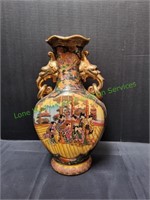 17.5" Oriental Vase Gold Lion Head Handles